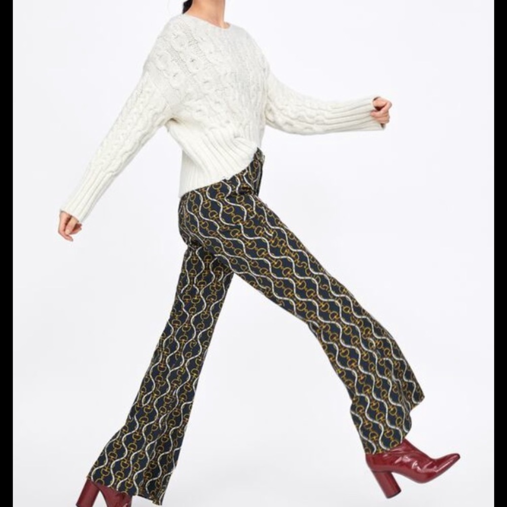 Zara flared chain print pants